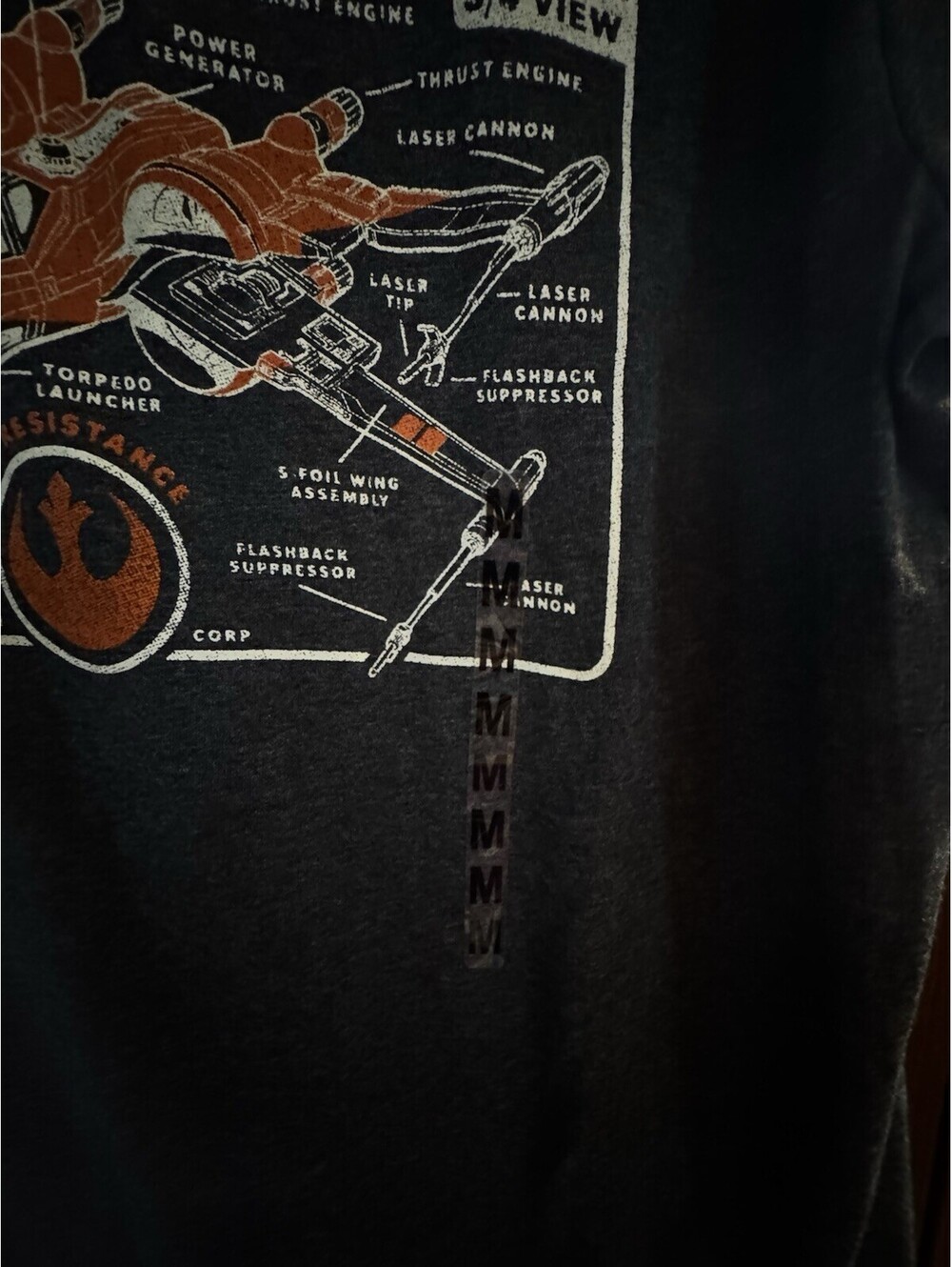 Star Wars X-Wing Starfighter Blueprint Graphic T Shirt Mens M Gray NWT Mad Engin - Picture 3 of 7